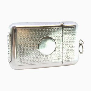 Guilloche Silber Streichholzschachtel mit Monogrammkarte und Hängering