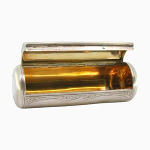 Silver Toiletry Box with Tubular Guilloche Engravings and Gold Interior