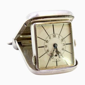 Orologio da viaggio a carica manuale in argento guilloché