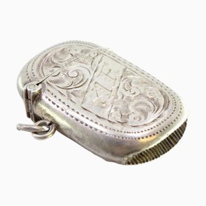 Silver Matchbox with Elliptical Engraved Floral Motifs