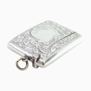 Silver Matchbox with Engraved Floral Motifs and Monogram Card