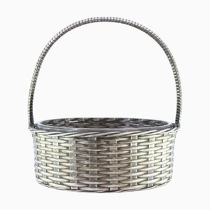 Basket-Shaped Silver Candy Box with Glass Core