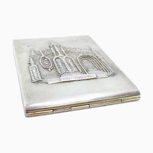 Silver Cigarette Case with Convent of Tomar Reliefs and Golden Interior