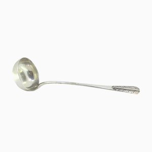 Smooth Silver Soup Ladle with Handle Reliefs