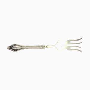 Silberne Fisch-Serviergabel mit erhabenen Griffrillen