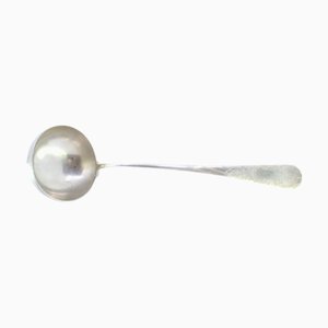 Shell-Shaped Silver Soup Ladle with Engraving and Monogram Card