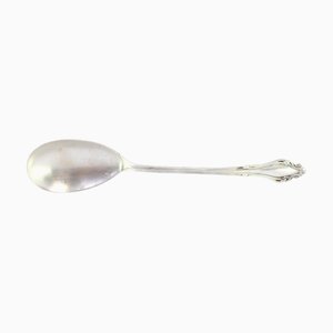 Silver Rice and Serving Spoon with Grooves, Handle Reliefs and Monogram Card