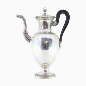 Silver Coffee Pot with Friezes, Chestnut Handle and Acorn-Shaped Lid Knob