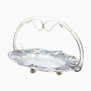 Silver Candy Box with Cut-Out Floral Motifs and Monogram Cards