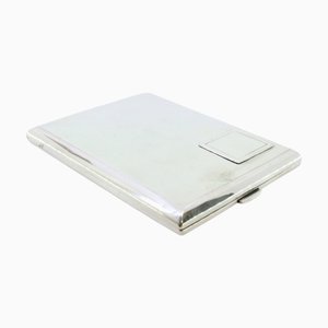 Silver Cigarette Case with Embossed Monogram Card and Gilt Interior