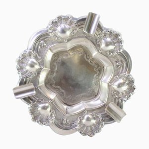 Silver Ashtray Embossed with Shells and Central Engravings