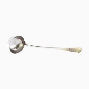 Silver Soup Ladle with Reed Style Embossed Handle