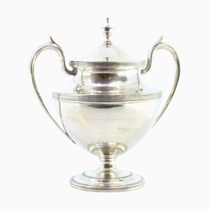 Silver Sugar Bowl with Handles with Frieze Applications