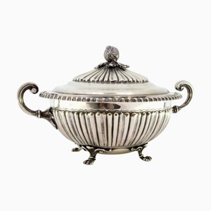 Silver Tureen with Reliefs, Handles, Lid Knob and Claw-Shaped Feet