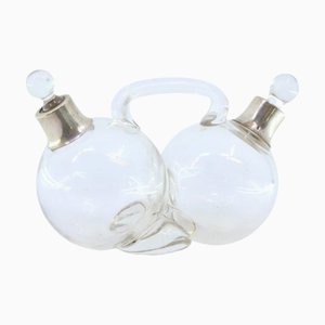 Ampoule-Shaped Glass Cruets with Silver Applications, Set of 3