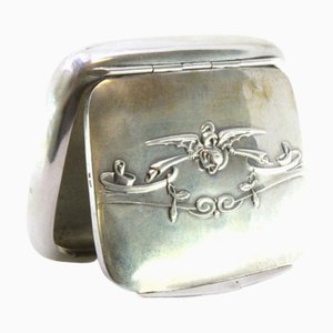 Silver Snuffbox with Support for Cigarette Papers on the Inside and Reliefs on the Hinged Lid in the Art Nouveau Style
