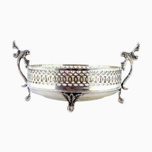 Silver Candy Box with Wire Rack, Handles with Applications and Claw-Shaped Feet