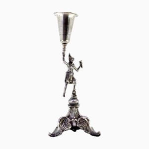 Silver Toothpick Holder with Ball Plinth Figure, Raised Base and Feet