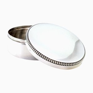 Circular Silver Box with Edge Pearls