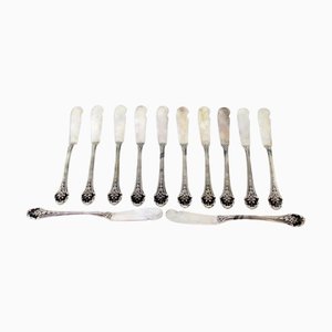 Silver Butter Knives with Reliefs, Set of 12