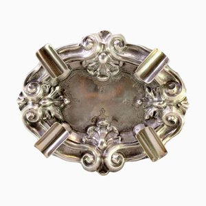 Silver Ashtray with Shell-Shaped and Engraved Reliefs