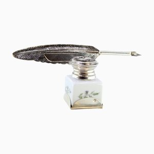 Silver Inkwell with Ceramic Tank