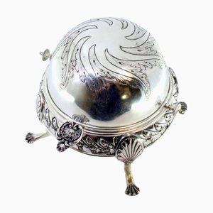 Silver Butter Dish with Engravings and Reliefs