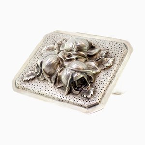 Silver Box with Flowers in High Relief