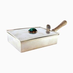 Silver Whisk with Handle and Wooden Interior