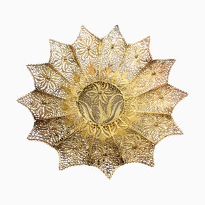 Gilded Silver Filigree Ring with Reliefs