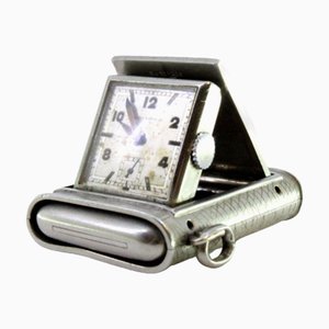 Rectangular Shaped Hand-Wound Pocket Watch with Side-Press Opening Lid