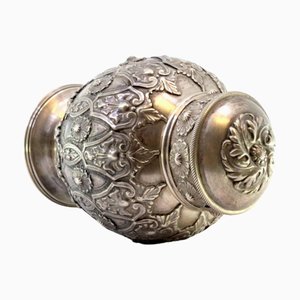 Chiseled and Embossed Silver Pot with Garlands