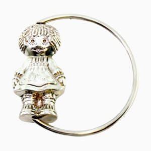 Silver Children's Rattle with Girl Doll and Ring