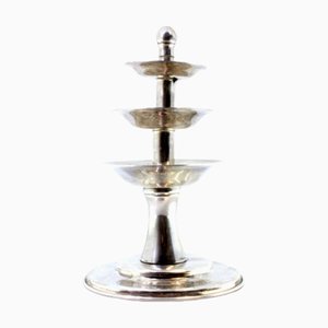 Waterfall-Shaped Silver Spice Rack with Plates and Circular Base with Frieze