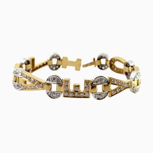 I Love You Armband aus 2-Ton Gold mit Diamanten im Brillantschliff