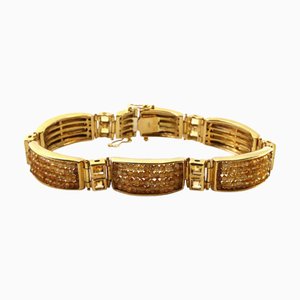 Bracelet Moderniste en Or avec Topazes et Quartz