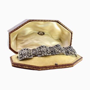 Art Deco Gold and Silver Bracelet with Brilliant-Cut Diamonds and Chips