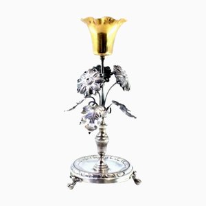 Silver Toothpick Holder with Flower Applications, Gold Chalice with Engravings and Claw-Shaped Feet