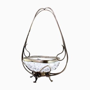 Silver and Cut Glass Candy Box with Cut-Out Feet