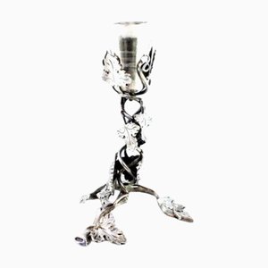 Silver Toothpick Holder with Vine Chalice and Trunk-Shaped Feet