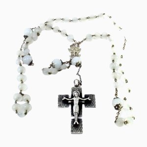 Silver Rosary with Glass Beads and Crucifix
