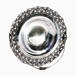 Fruit Bowl in Cut-Out Silver with Double Hinged Handle