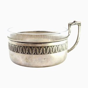 Silver Cup with Raised Edges and Glass Core