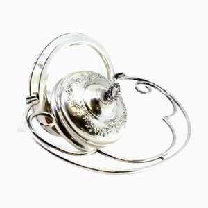 Süßigkeitsdose aus geätztem Glas mit silbernem Deckel und Griff