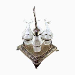 Menage Set mit Silberstruktur und säuregeätztem Glas Menage und Salzstreuer, 5 . Set