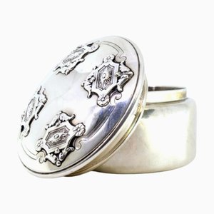 Circular Silver Box with Reliefs