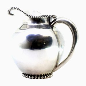 Rounded Water Jug in Plain Silver