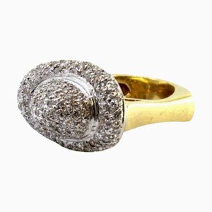 Bague en Or Bicolore avec Diamants Taille Brillant