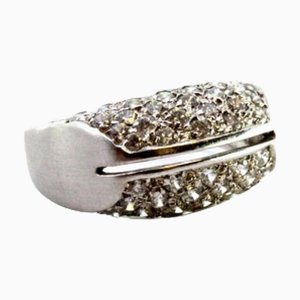 Brushed White Gold Ring with Zirconias