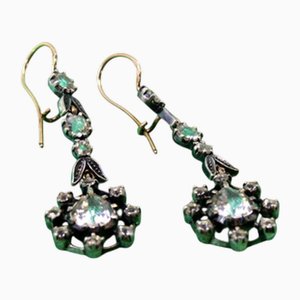 Ohrringe aus Gold und Silber mit Zirkonia und floralen Applikationen, 2 . Set